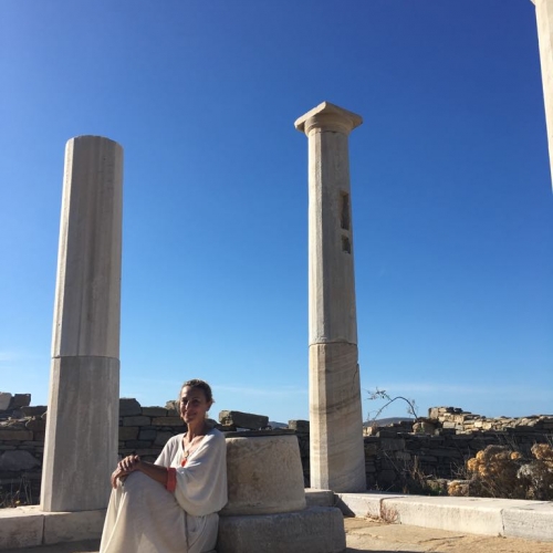 Apostolia in Delos island at the House of Cleopatra October 2018