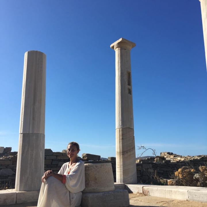 Apostolia in Delos island at the House of Cleopatra October 2018