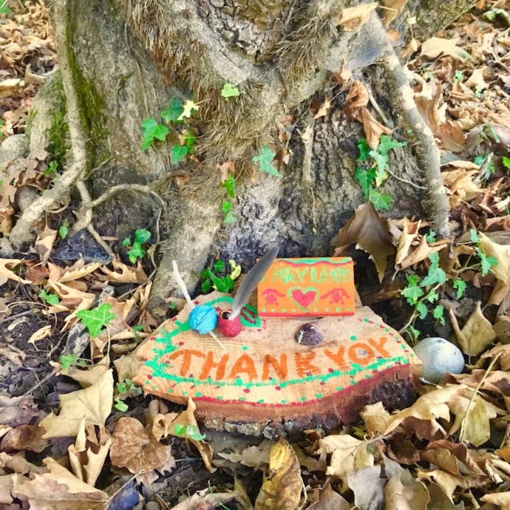 Hand painted wood offering to the trees by Apostolia